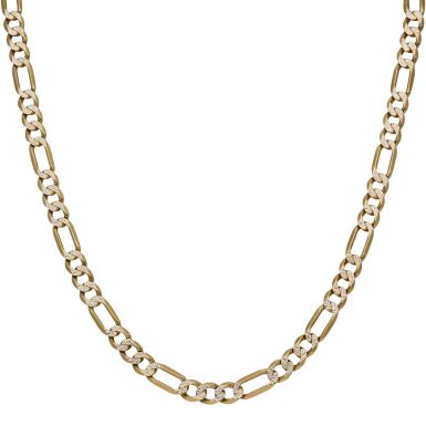 Pre-Owned 9ct Yellow & White Gold 25 Inch Figaro Chain Necklace