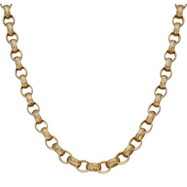Pre-Owned 9ct Yellow Gold 24" Pattern & Polished Belcher Chain