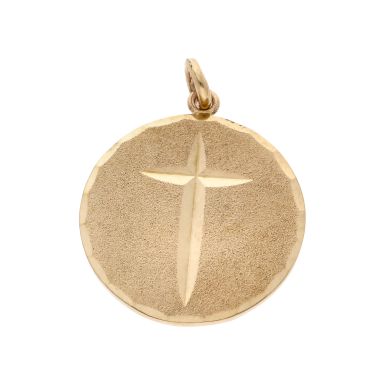 Pre-Owned 9ct Yellow Gold Cross Disc Pendant