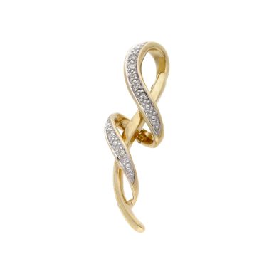 Pre-Owned 9ct Yellow Gold Diamond Set Wave Pendant