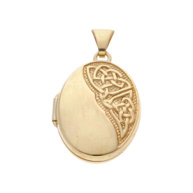 Pre-Owned 9ct Yellow Gold Celtic Part Patterned Locket Pendant