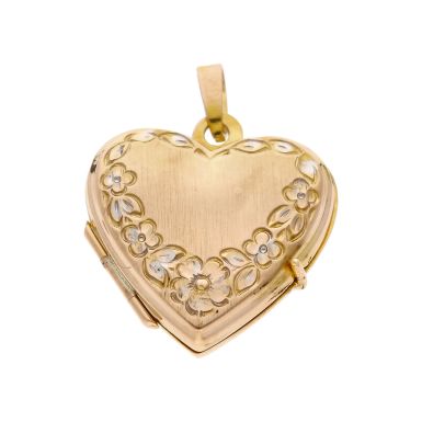 Pre-Owned 9ct Gold Patterned Edge Heart Locket Pendant