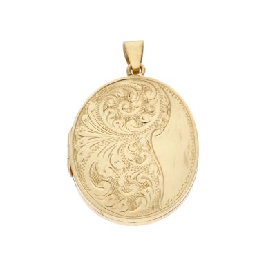 Pre-Owned Vintage 1976 9ct Yellow Gold Patterned Locket Pendant