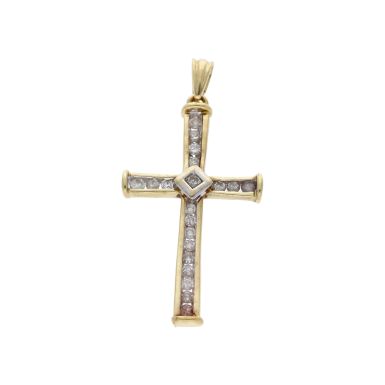 Pre-Owned 9ct Gold 0.50 Carat Diamond Cross Pendant