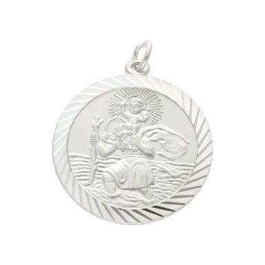 Pre-Owned Silver Round St.Christopher Pendant