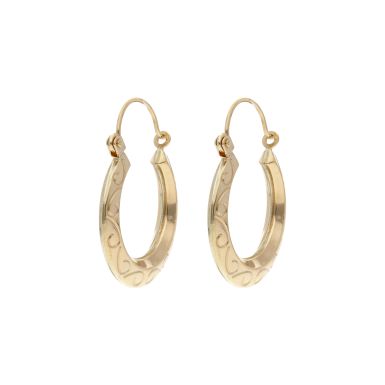 Pre-Owned 9ct Yellow Gold Swirl Patterned Creole Earrings