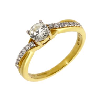 New 18ct Gold 0.75ct Diamond Solitaire Diamond Shoulder Ring