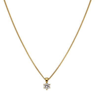 New 18ct Yellow Gold 0.62ct Diamond Solitaire & 18" Necklace