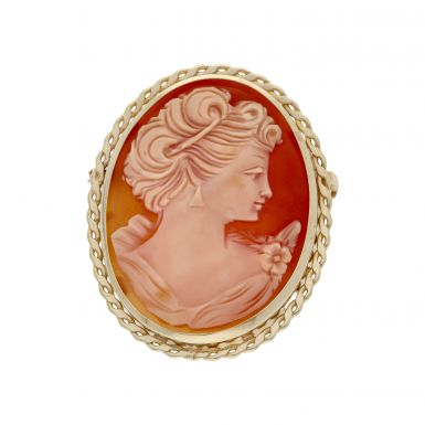 Pre-Owned 9ct Yellow Gold Oval Cameo Brooch