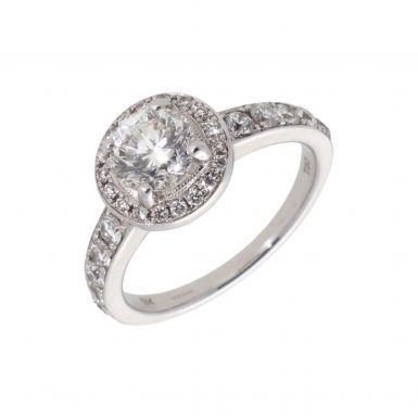 Pre-Owned 18ct White Gold 1.60 Carat Diamond Halo Solitaire Ring