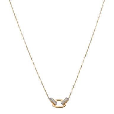 New 9ct Yellow Gold Diamond Links 15.5" Necklace