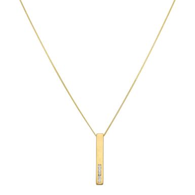 Pre-Owned 9ct Yellow Gold Cubic Zirconia Bar Drop Necklace