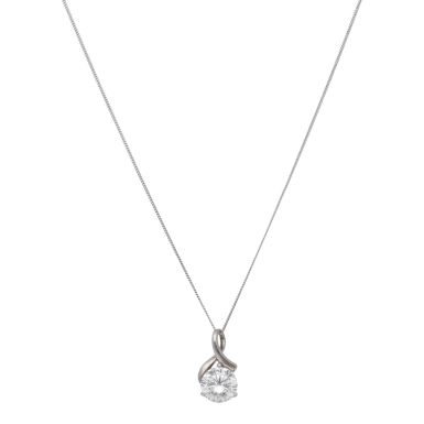 Pre-Owned 9ct White Gold Cubic Zirconia Solitaire Necklace
