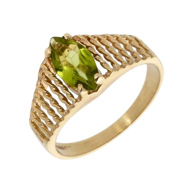 Pre-Owned 9ct Gold Marquise Peridot Solitaire Dress Ring