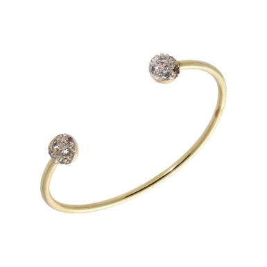 Pre-Owned 9ct Yellow Gold Cubic Zirconia Set Solid Torque Bangle