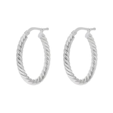 New 9ct White Gold Twisted Oval Hoop Earrings
