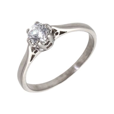 Pre-Owned 9ct White Gold Cubic Zirconia Solitaire Ring