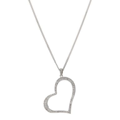 Pre-Owned 18ct White Gold 0.76 Carat Diamond Heart Necklace