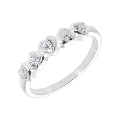New Sterling Silver Heart Shaped Cubic Zirconia Ring
