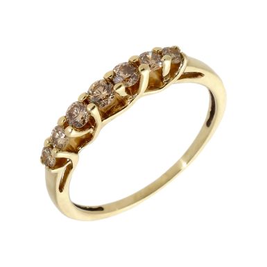 Pre-Owned 9ct Gold 0.45ct Champagne Diamond Half Eternity Ring