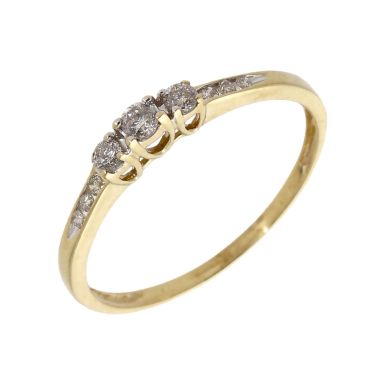 Pre-Owned 9ct Yellow Gold Diamond Trilogy Dress Ring