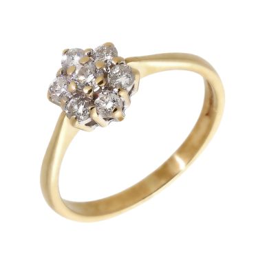 Pre-Owned 9ct Yellow Gold 0.54 Carat Diamond Cluster Ring