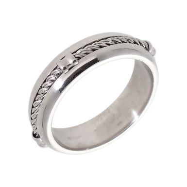 Pre-Owned 9ct White Gold Rope Centre 6mm Wedding Band Ring