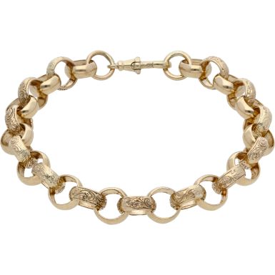 New 9ct Gold 9" Patterned & Polish Belcher Bracelet 26.25g