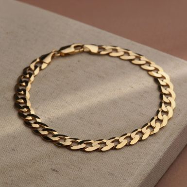 New 9ct Yellow Gold 8.5" Solid Curb Bracelet 9.6g