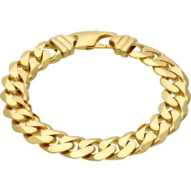 New 9ct Yellow Gold 9" Curb Link Heavy Bracelet 2.2oz