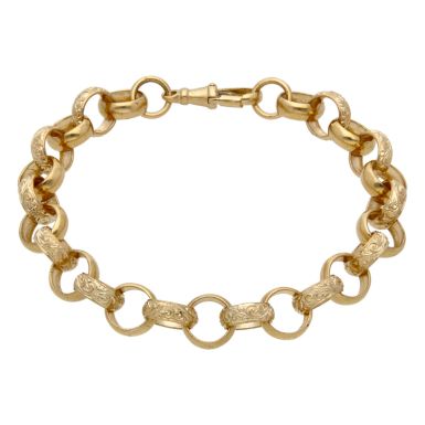 New 9ct Yellow Gold 9" Pattern & Polish Belcher Bracelet 26.8g