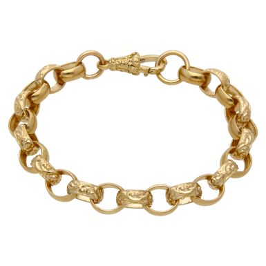 New 9ct Yellow Gold 8.5" Pattern & Polish Belcher Bracelet 26.1g