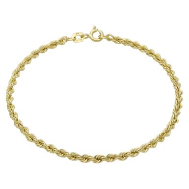 New 9ct Yellow Gold 7 Inch Hollow Rope Twist Bracelet