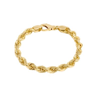 New 9ct Yellow Gold 8.5" Solid Rope Bracelet 37g