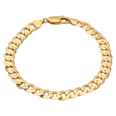 New 9ct Yellow Gold 8.25" Curb Bracelet 13g