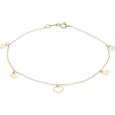 New 9ct Yellow Gold 7.5" Multi Heart Drop Charm Style Bracelet