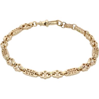 New 9ct Yellow Gold 7.5 Inch Stars & Bars Bracelet 10g