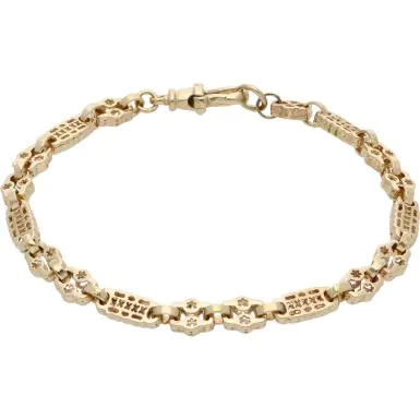 New 9ct Yellow Gold 7.5 Inch Stars & Bars Bracelet 10g