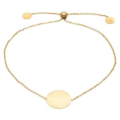 New 9ct Yellow Gold Disc Slider Toggle Bracelet