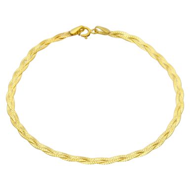 New 9ct Yellow Gold 7" Woven Herringbone Bracelet