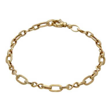 New 9ct Yellow Gold Hollow Oval & Infinity Link Bracelet
