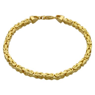 New 9ct Yellow Gold 8.5" Square Byzantine Bracelet