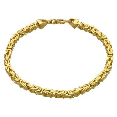 New 9ct Yellow Gold 8.5" Square Byzantine Bracelet