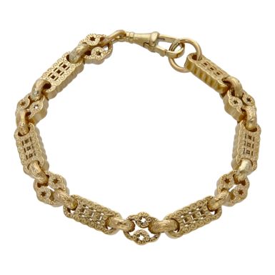 New 9ct Yellow Gold 7.5" Stars & Bars Link Bracelet 22.6g