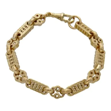 New 9ct Yellow Gold 7.5" Stars & Bars Link Bracelet 22.6g