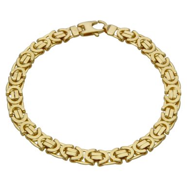 New 9ct Yellow Gold 8.5" Flat Byzantine Link Bracelet 20g