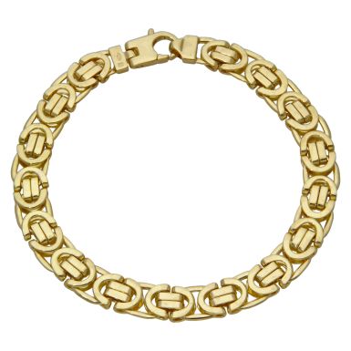 New 9ct Yellow Gold 8.5" Flat Byzantine Link Bracelet 28g