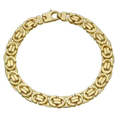 New 9ct Yellow Gold 8.5" Flat Byzantine Link Bracelet 28g