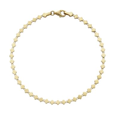 New 9ct Yellow Gold 7" Fancy Clover Petal Link Bracelet