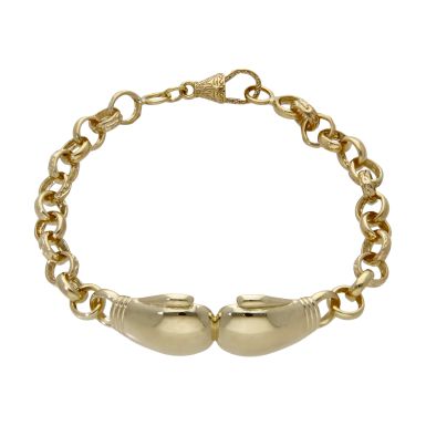 New 9ct Gold 8.5" Boxing Glove Belcher Link Bracelet 17.9g